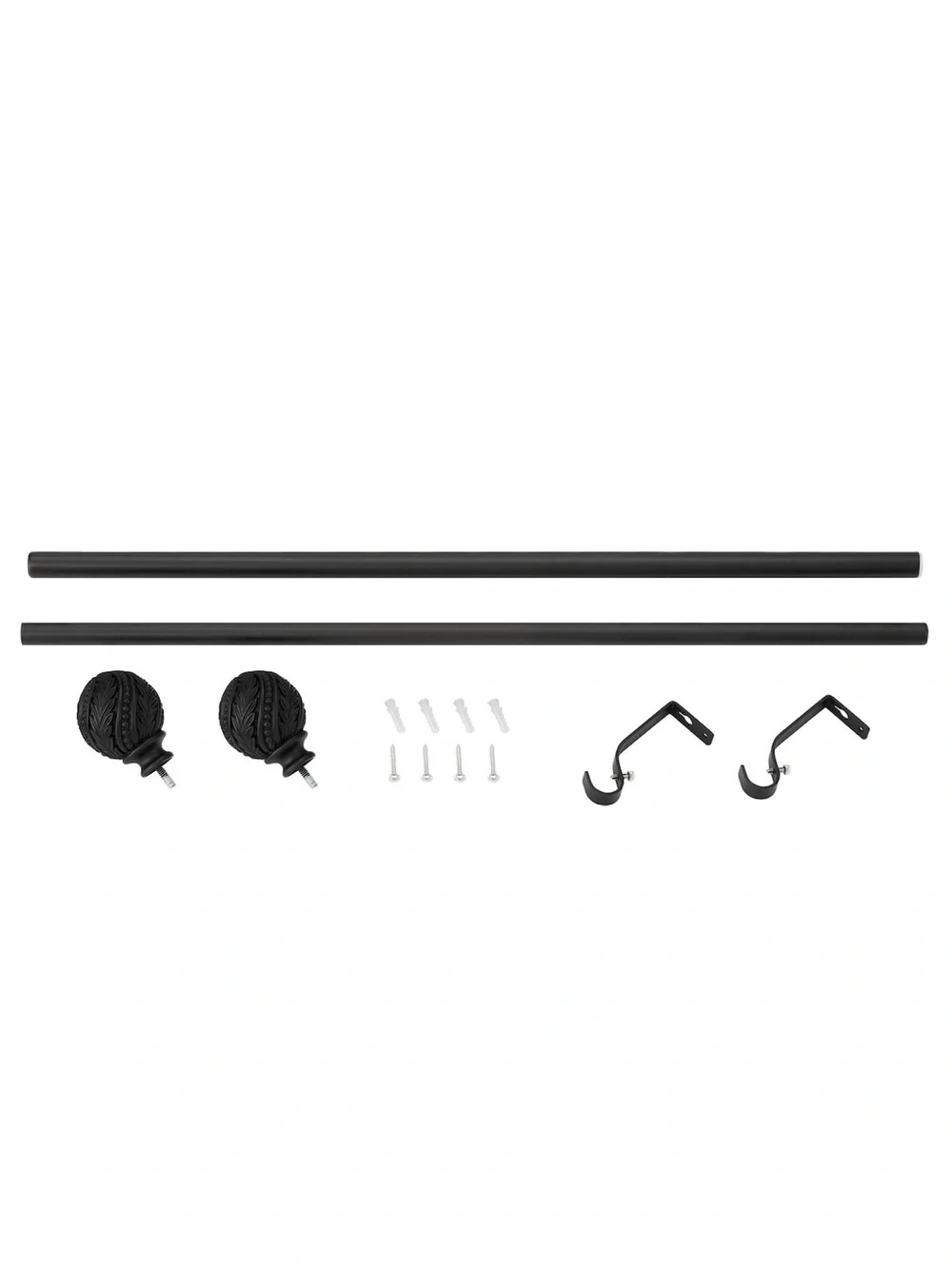 ACROMA Adjustable Curtain Rod 28-48in Black 0.75in Metal Wall Mount Set